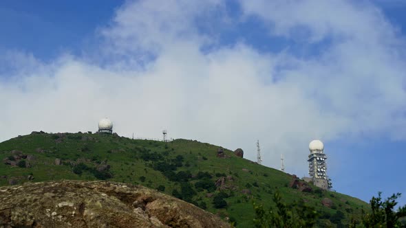 Clouds Floating Over Hong Kong Highest Peak Tai Mo Shan Weather Radar Station During Day
