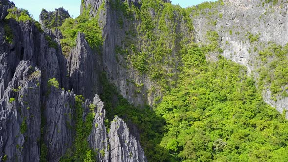 Aerial View of Karst Cliffs at Miniloc Island, Bacuit Bay, El-Nido. Palawan Island, Philippines