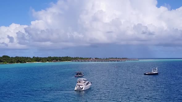 Aerial sky of bay beach by lagoon with sand background