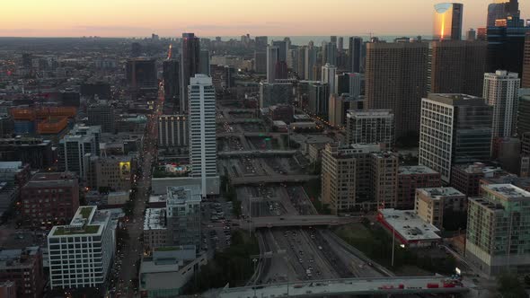 Chicago West Loop at Sunset