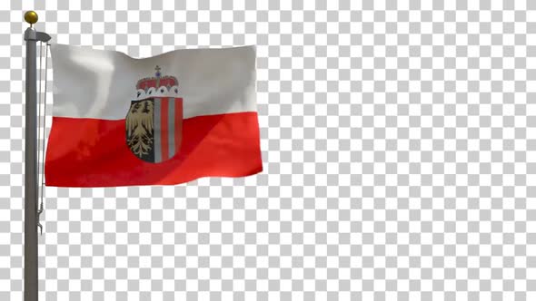 Upper Austria / Oberösterreich Flag (Austria) on Flagpole with Alpha Channel - 4K