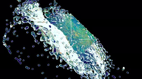 Splash Water in Abstract 3d Style on Black Super Slow Motion 1000 FPS alt