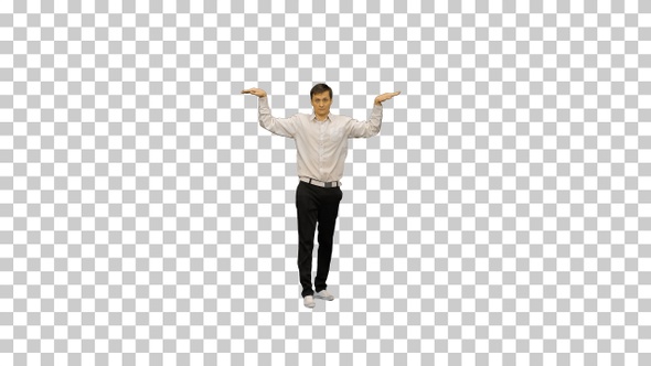 Young office man dancing locking, Alpha Channel