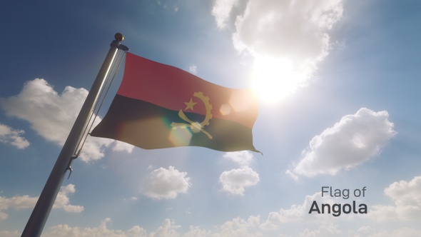 Angola Flag on a Flagpole V2