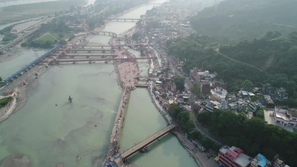 City of Haridwar state of Uttarakhand in India seen from the sky alt