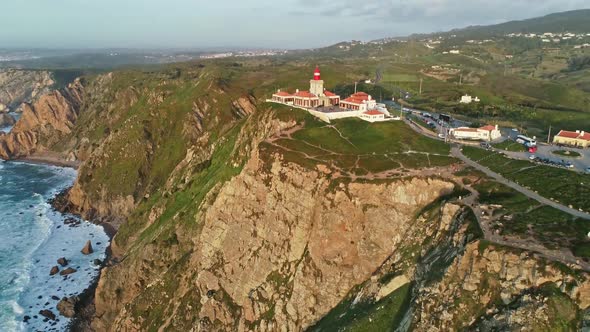 Aerial View of Lighthouse at Cape Roca in Portugal