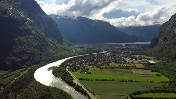 Village of Sunndalsora Lies at the Mouth of the River Driva