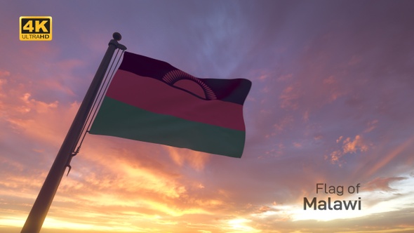 Malawi Flag on a Flagpole V3 - 4K