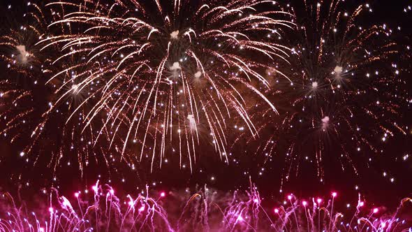 Colorful Fireworks Exploding in the Night Sky