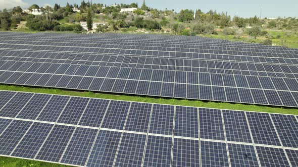 Panel for solar energy at Lagos in Portugal. Aerial circling