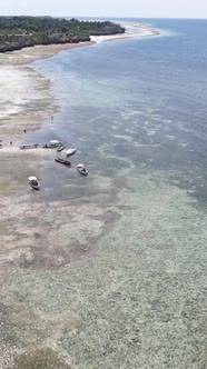 Vertical Video of Low Tide in the Ocean Near the Coast of Zanzibar Tanzania