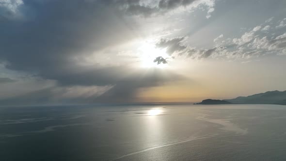 Background Textured Sea Sunset aerial view 4 K