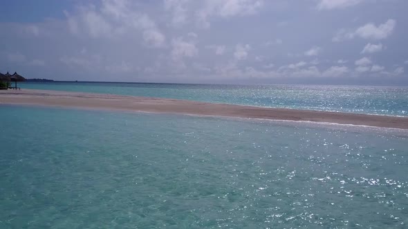 Aerial sky of coastline beach journey by sea with sand background