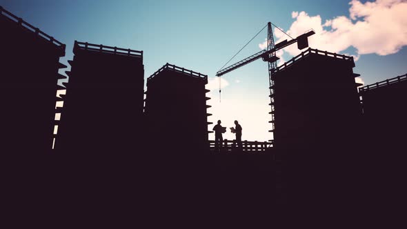 Construction Worker Looking At Blueprints 03