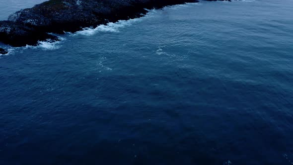 Blue Seascape Revealed Historic Lighthouse Near Flatey Island In Westfjord, Iceland