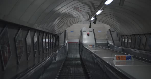 Going down escalators no people on London Underground, Coronavirus Lockdown