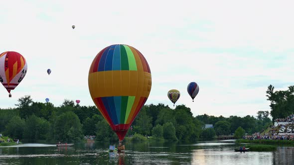 Aerostat float over the river