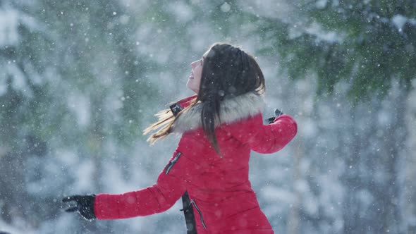 Happy girl on a snowy day