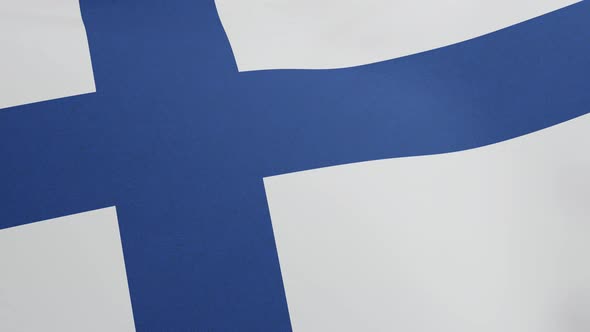 National Flag of Finland Waving Original Size and Colors 3D Render Suomen Lippu or Finlands Flagga