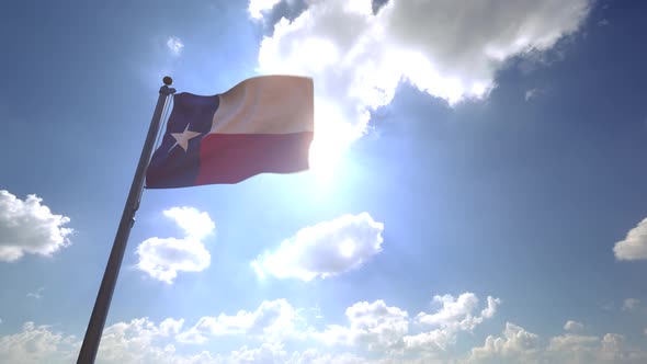 Texas State Flag on a Flagpole V4 - 4K