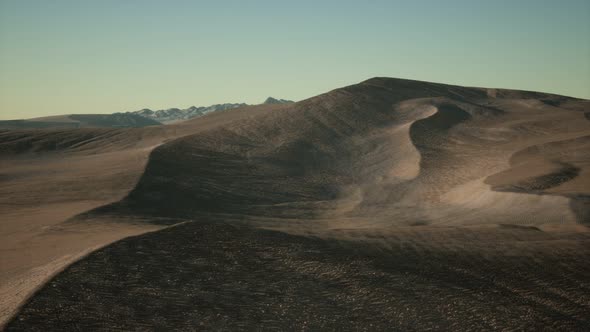 Aerial View on Big Sand Dunes in Sahara Desert at Sunrise