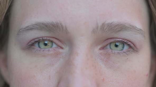 Close Up of Blinking Eyes of Woman