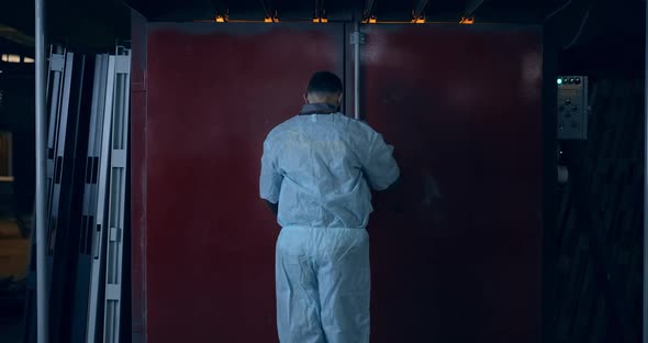 Opening Oven with Metal Products Painted with Powder Paint