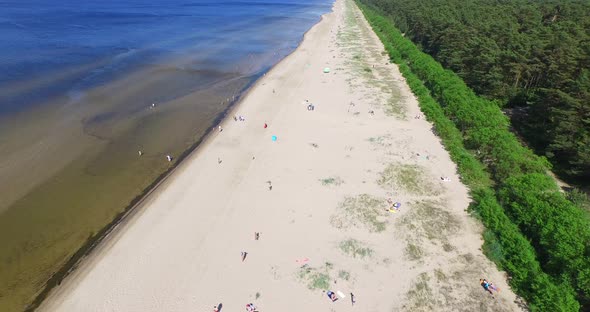 4K - Baltic beach. Aerial view back