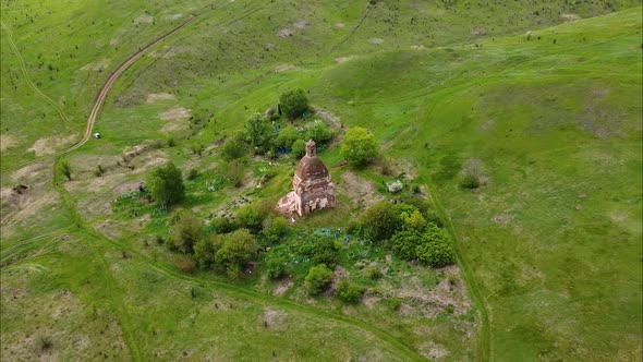 Flight Over the Ancient Ruined Temple