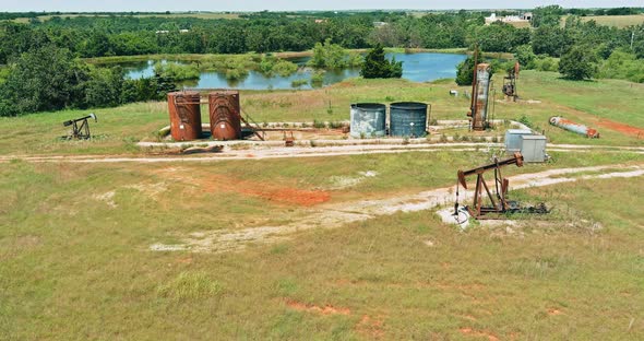 An Oil Well Pump Jack Pumping Crude Oil One of Oklahoma a Sunny Day