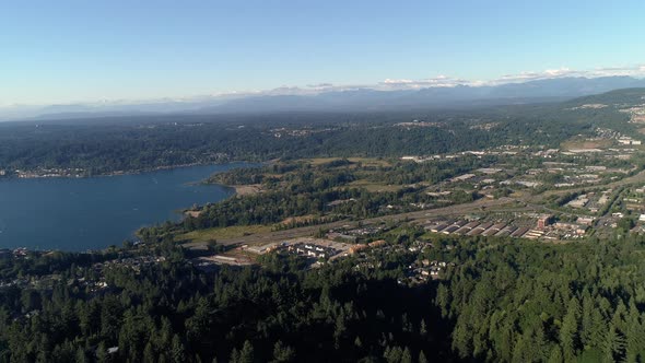 Aerial Over Cougar Mountain Of Lake Sammamish Park In Issaquah Washington