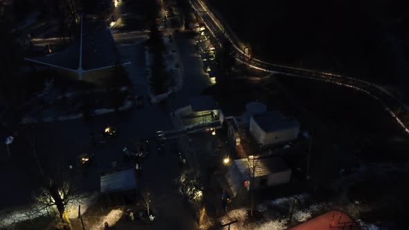 Aerial view evening Sarzhyn Yar Kharkiv city park