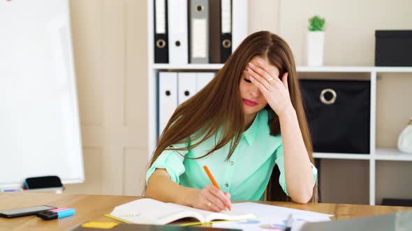 Woman Falling Asleep at Workplace and Getting Hit By Crumpled Paper