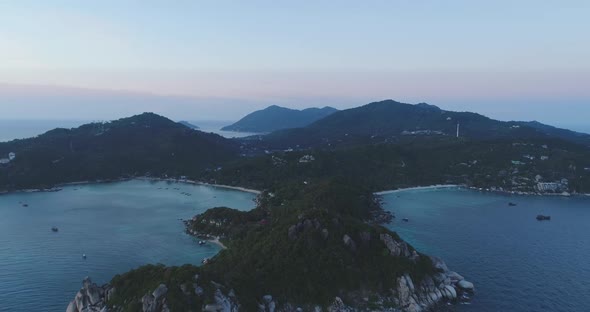 Aerial Ocean Island Rocky Land Surface View