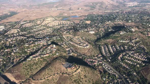 Aerial view of the Santa Ana Mountains in Southern California .