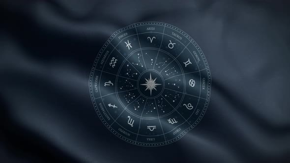 Zodiac Horoscope Flag Loop Background 4K