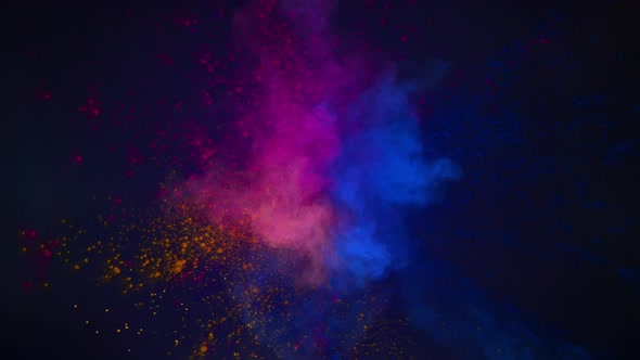 Super Slowmotion Shot of Color Color Smoke Isolated on Blue Background