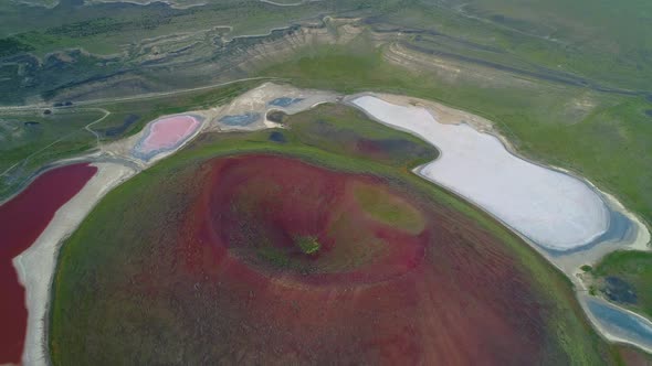 Aerial Volcanic Crater Lake