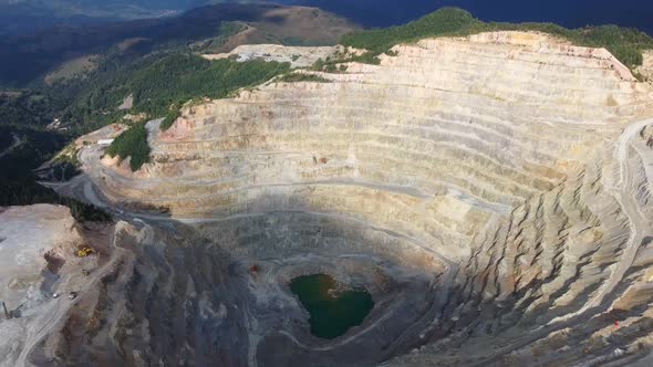 Mining Industry, Aerial View Flight Down