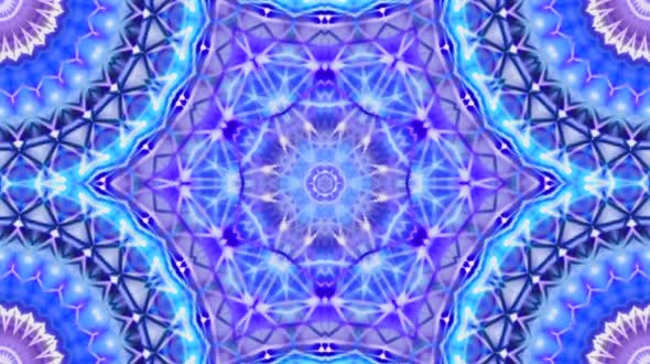 Bright abstract light governing full color, kaleidoscope, blue background