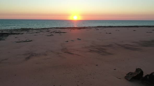 Riddell Beach Sunset, Roebuck, Broome, Western Australia 4K Aerial Drone