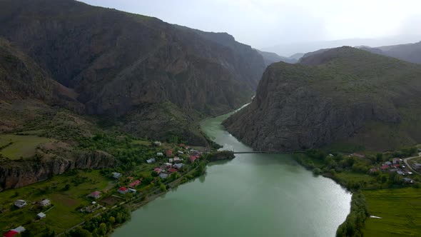 Drone view over the river