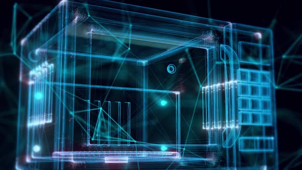 Blue Digital Cyber Microvawe Hologram Close Up Hd alt