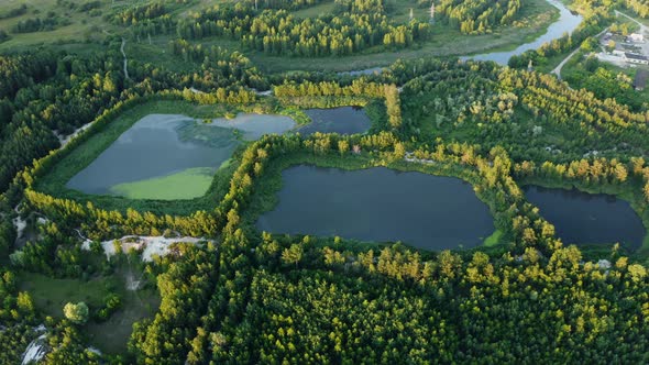 Aerial View Retention Basins, Wet Pond, Wet Detention Basin Or Stormwater Management Pond, Is An