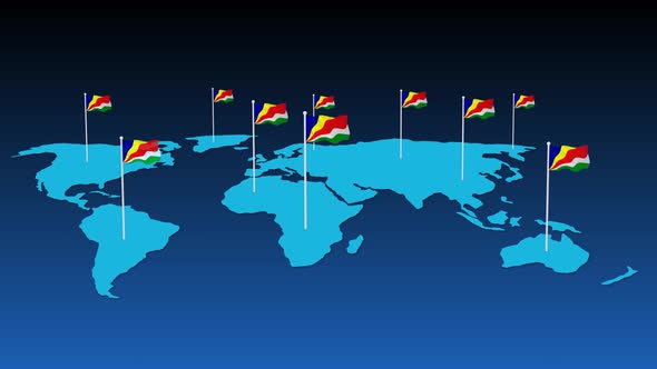 Seychelles National Flag Fly On Earth Map Animation