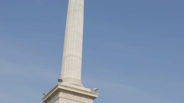 The Millennium Monument on Heroes square in the Hungarian capital city Budapest tilting 4K 2160p Ult