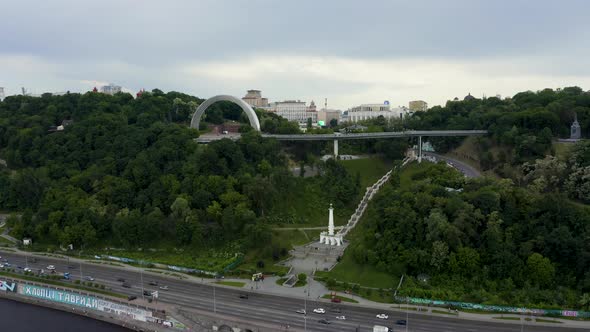 Panoramic View of Arch of Friendship of Peoples From the Sky