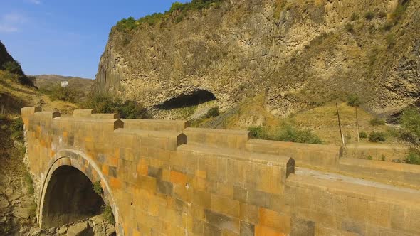 Ancient Sanahin Bridge Crossing Debed River, Alaverdi in Lori Province, Armenia