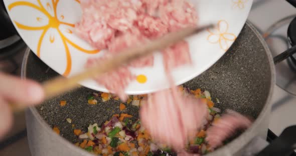 Homemade Preparation of Bolognese Sauce