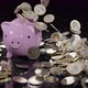 Falling Euro Coins on the Money Box Pig and Marble Tiles Floor - VideoHive Item for Sale